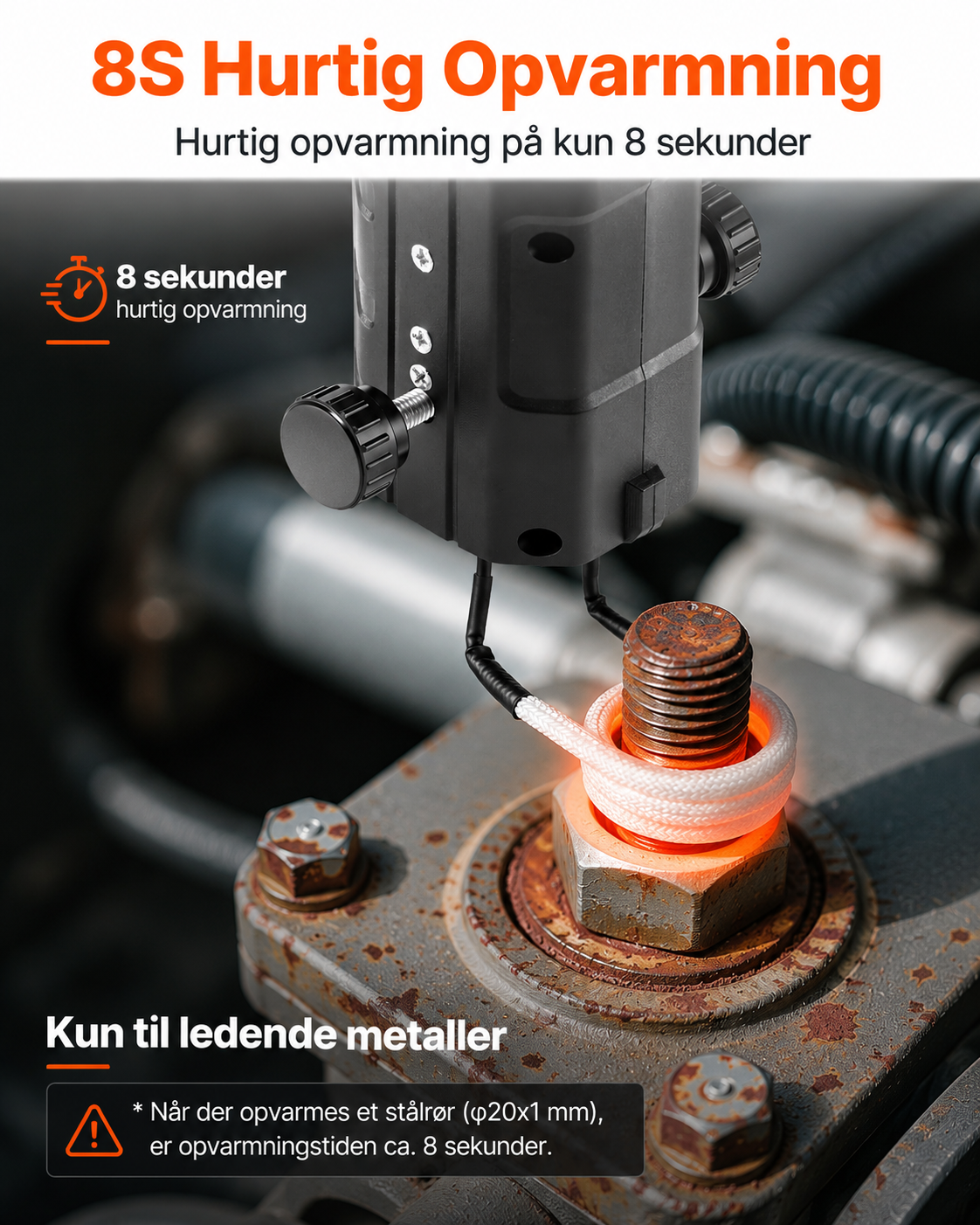Afmontering af induktionsvarmerbolt, 1800W 110V magnetisk induktionsvarmersæt, håndholdt møtrikbryderværktøj, mini varmemaskine til fjernelse af rustne skruer, reparationsværktøj til bilgarage med 4 spoler og æske